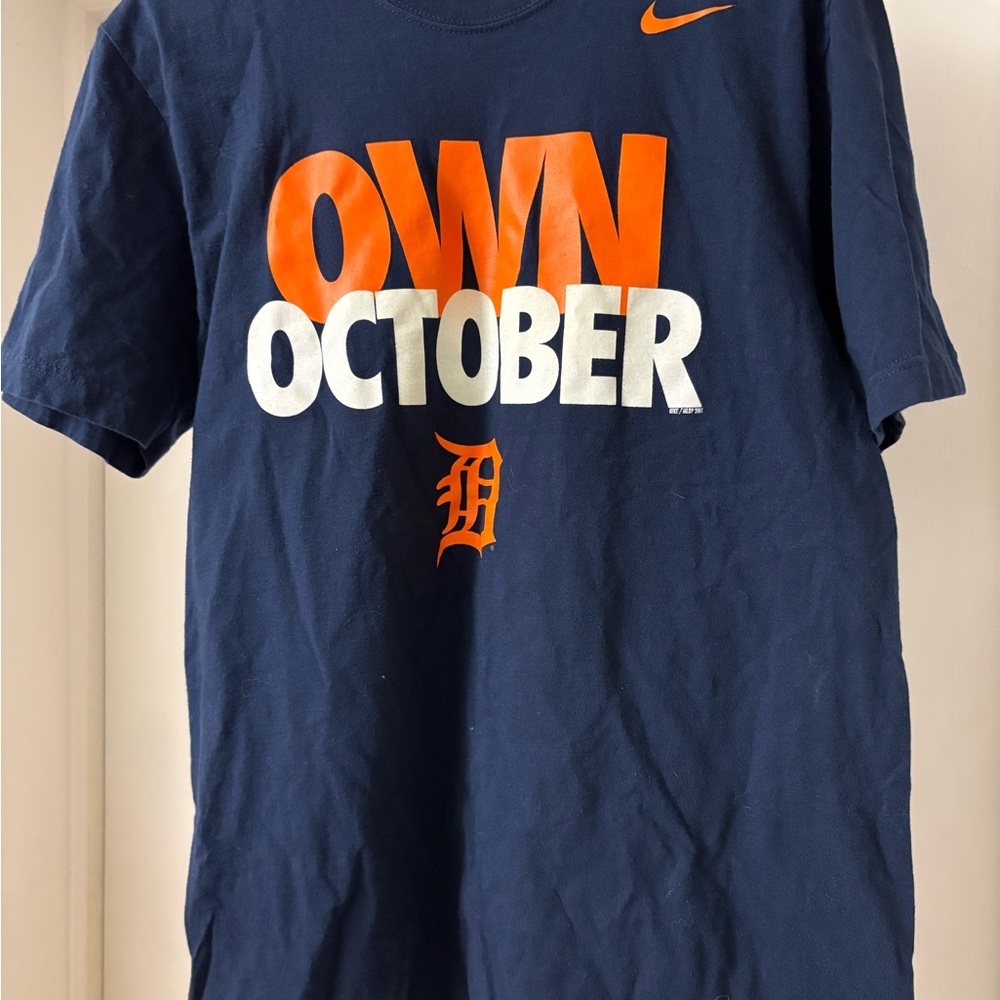 Nike Navy and Orange 'OWN OCTOBER' Tee Detroit Tigers
